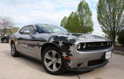 Charlottesville PD USA American flag muscle car wrap
