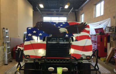 America Jeep hood full color print bay install