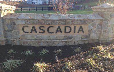 Cascadia external neighborhood entrance 3d sign