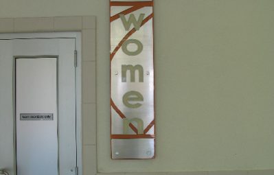 interior restroom sign laser cut aluminum