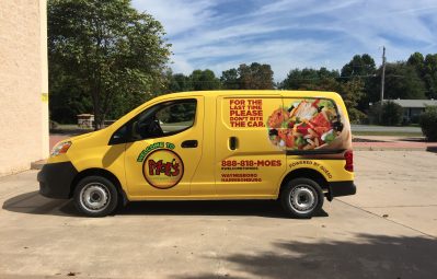 Moe's Southwest Grill full color print driver-side view