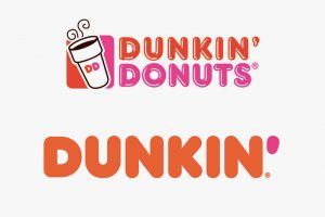 Dunkin Donuts rebranding before and after logos